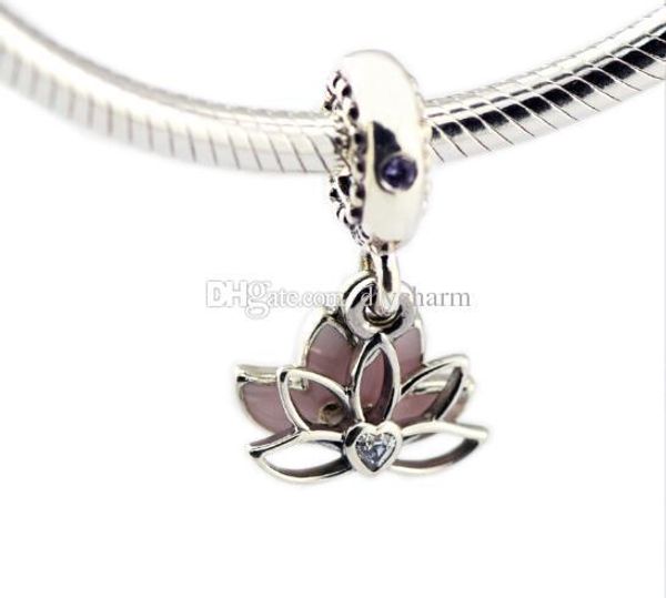 

fits for pandora bracelet charms lotus silver dangle charm beads original 925 sterling silver diy jewelry 2018 mother's day ing, Black