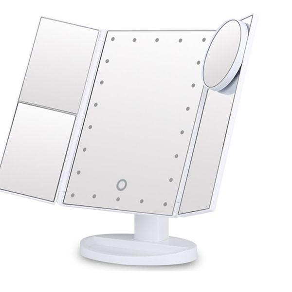 

led makeup mirror 22 light touch screen 1x/2x/3x/10x magnifying mirrors adjustable brightness folding the mirror