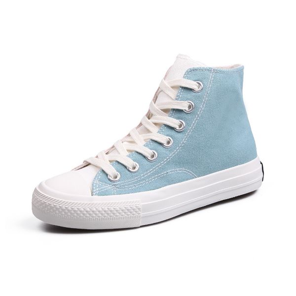 

women's single shoes 2019 new canvas trend wild high-women's shoes color flat casual, Black