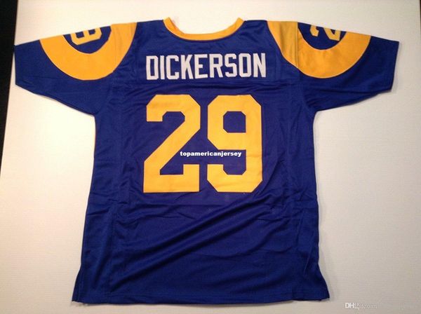 

retro custom sewn stitched eric dickerson blue mitchell & ness jersey men's football jerseys rugby, Black;blue