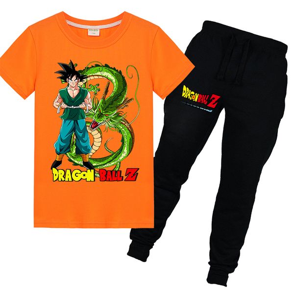 

summer anime z boys short sleeve t shirt pants 2pcs sets girls casual t shirts suits children clothes clothing, White