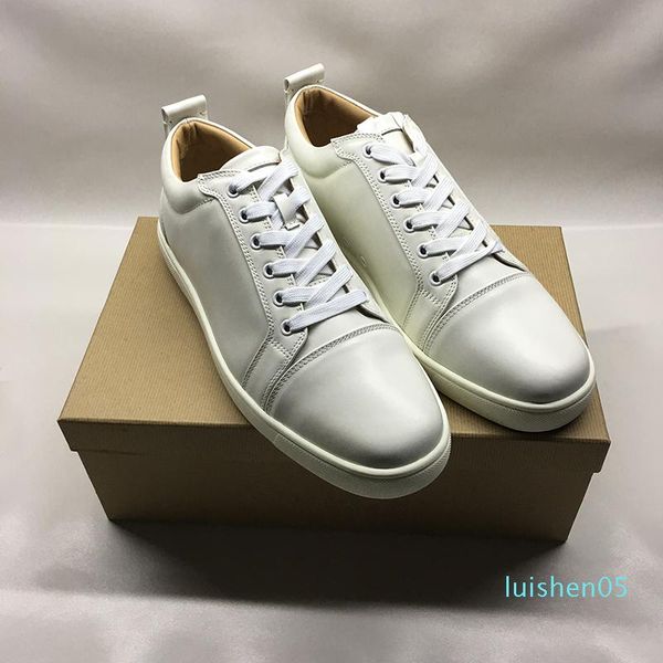 

designer shoes for man women red bottoms junior spikes flat sneakers genuine leather fashion paris dress shoes with box l05, Black