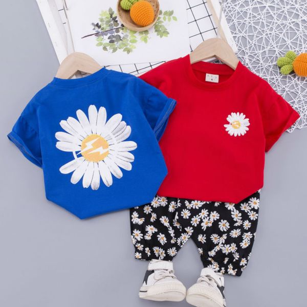 

children's clothing boy cartoon flower short-sleeved clothes flower shirt printed shorts suit beach kids summer clothing, White