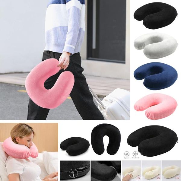 

memory foam travel pillow for airplane neck support travel supplies 4 colors comfortable u-shape pillows head rest cushion sleep