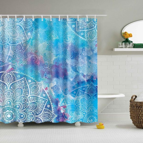 

waterproof green blue print bath curtain for bathroom with 12 hooks shower curtain extra long 180x200cm cortina bano