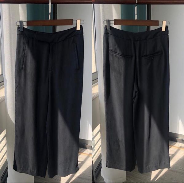 

fashion soft women's wide leg pants ladies wild stylish loose zipper trousers with pocket, Black;white