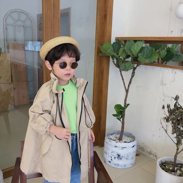 

korean style fashion boys stand collar long trench 2019 kids girls loose oversized jackets 2-6y, Camo