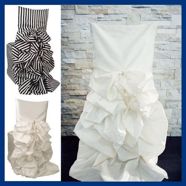 

ch003 nice standard chiavari ruffled gathered white chair cover with crystal
