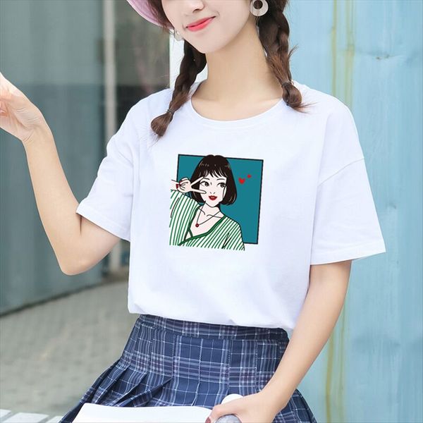 

personalized girl 2020 female tellers short versatile student loose personalized girl 2020 female tellers short versatile student loose, White