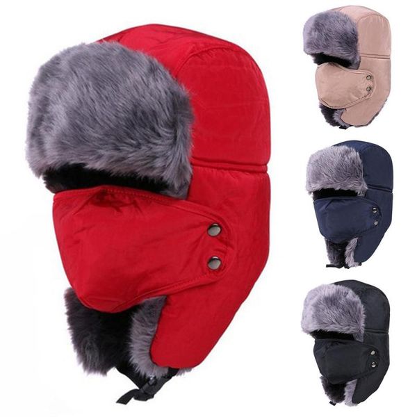 

balaclava earflap bomber hats caps scarf men women russian trapper hat trooper earflap outdoor snow ski hat cap with scarve 8, Black;white