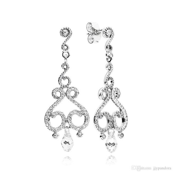 

pandora 100% серебро 925 297088cz люстра капельки серьги обручи оригинальные дамы свадьба ювелирные изделия бесплатная доставка, Golden;silver