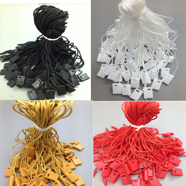 

1000 pcs clothing sunglass jewlery tag string lock fastener labeling tagging supplies square end regular hanging tablets tag, Black;white