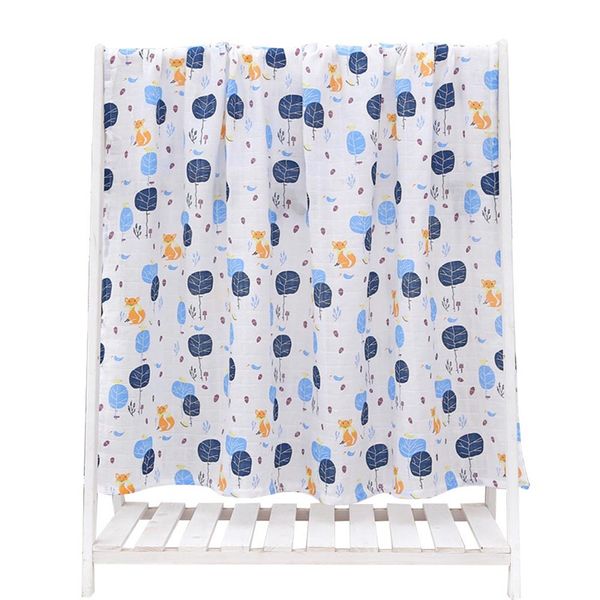 

cotton double layer gauze wrap towel baby bath towel printing swaddle trolley cartoon blanket 120cm*110cm