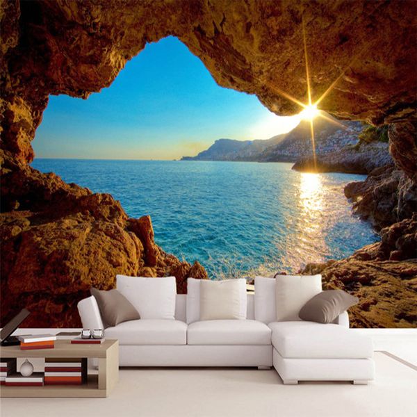 Custom Mural Wallpaper 3d Stereo Seaside Landscape Reef Cave Fresco Living Room Bedroom Space Expansion Background Wall Paper 3d Sexy Wallpapers