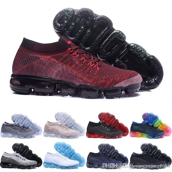 

Высокое качество 2018 Air Мужчины Женщины Кроссовки Подушка Поверхность Дышащий Fly line Спортивная обувь Vapormax Кроссовки размер 5.5-11