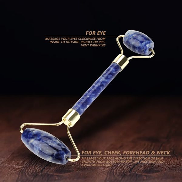 

natural blue-vein stone slimming face face neck massage jade rolle face body massage slimming massage tool