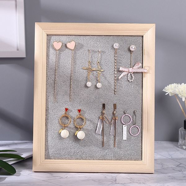 

solid wood jewelry rack p frame jewelry storage rack creative hanging earrings display necklace necklace display, Pink;blue