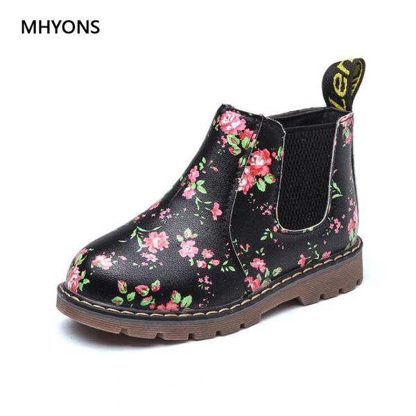 

mhyons 2018 autumn winter girl' boots kids waterproof print martin boots children shoes brand toddler girls shoes size 21-30, Black;grey