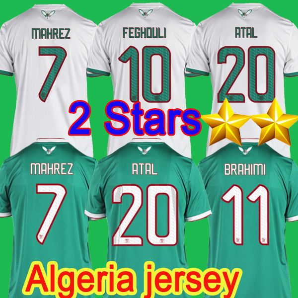 

2 Stars Africa Cup Algeria 2019 soccer jersey MAHREZ FEGHOULI SLIMANI BRAHIMI kids football shirts 19 20 Algeria maillot de foot