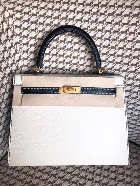 

original handmade design white,brown,blue epsom keily bag,20 28 32cm,wax thread.fast delivery by dhl or ems