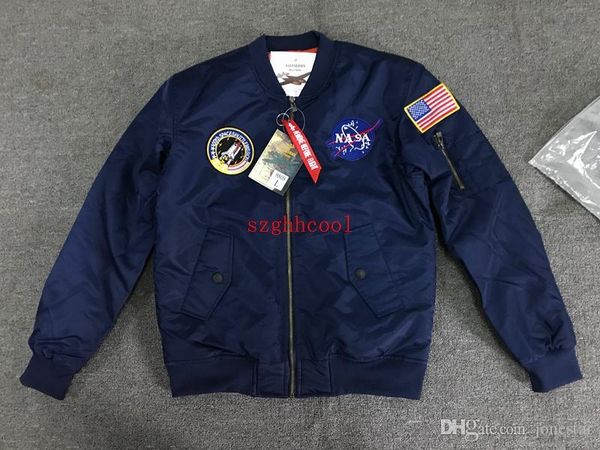 

оптовая юношеская популярность личность эмблема украшения лица куртки мужчины чистый цвет ma1 пилотные куртки утолщение мужские дизайнерские, Black;brown