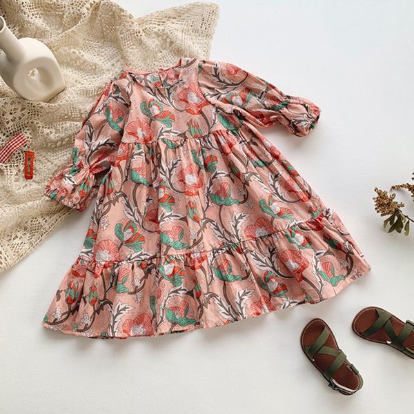 

sodawn cute baby girl dress flower puff long sleeve a-line dress for baby girl holiday party children clothing, Red;yellow