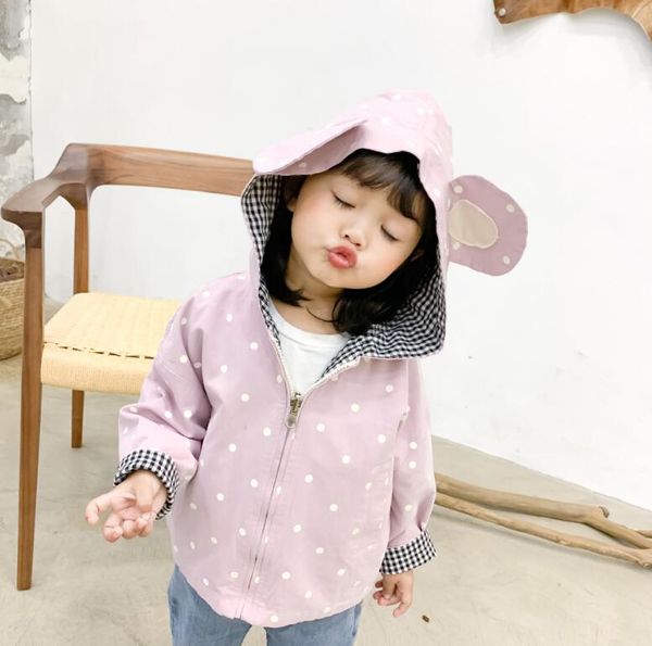 

2020 korea style girls boys hooded coat both sides spring full sleeve kids jacket 1-6t hm44, Blue;gray