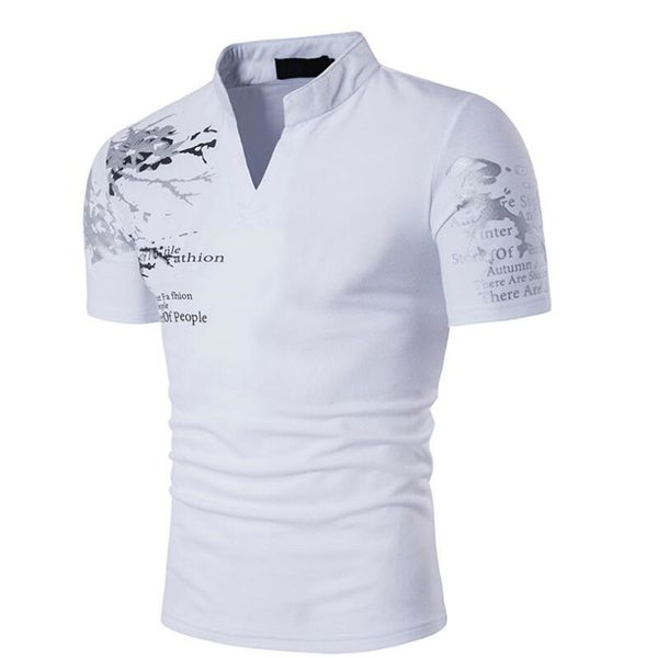 

men's polos shirt men fashion brand printing slim fit short-sleeve t-shirts casual homme, White;black