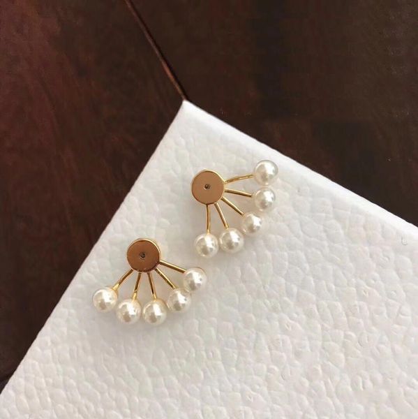 

with box fashion brand have stamps pearl designer earrings for lady women party wedding lovers gift engagement luxury jewelry for bride hb12, Golden;silver