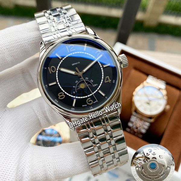 

new 40mm fifysix 4600e/110a-b487 automatic moon phase mens watch black dial 4600 stainless steel bracelet gents watchdes hello_watch, Slivery;brown