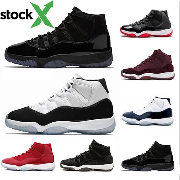 

new cap and gown prom night xi 11s 11 concord 45 athletic basketball shoes grey suede bred space jam trainers sports sneakers, Black