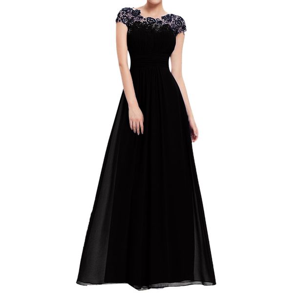 

dress women floral sheath solid lace dress formal vintage short sleeve slim wedding maxi fashion ladies c0513, Black;gray