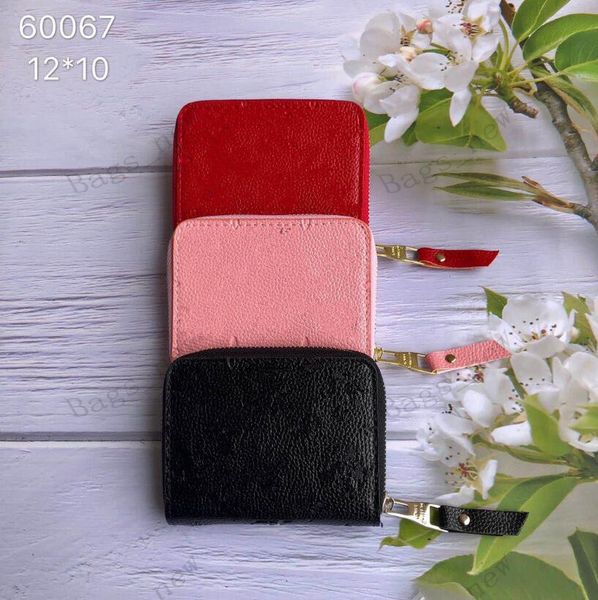 

women wallet leather embossed short purse lady card holder classic mini zipper pocket coin purse ing, Red;black