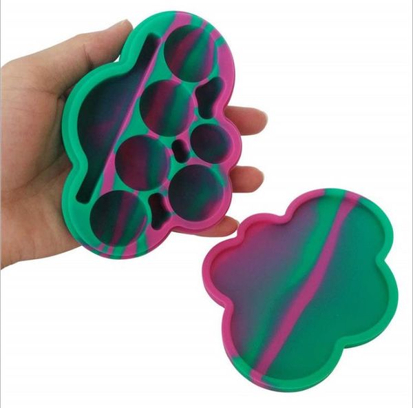 

non-stick silicone dab container large storage jar 6 cavities for many wax need cloud shape 85ml