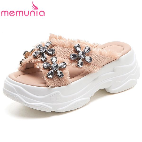 

slippers memunia slipper women shoes 2021 est crystal summer flat platform comfortable sweet casual ladies pink, Black