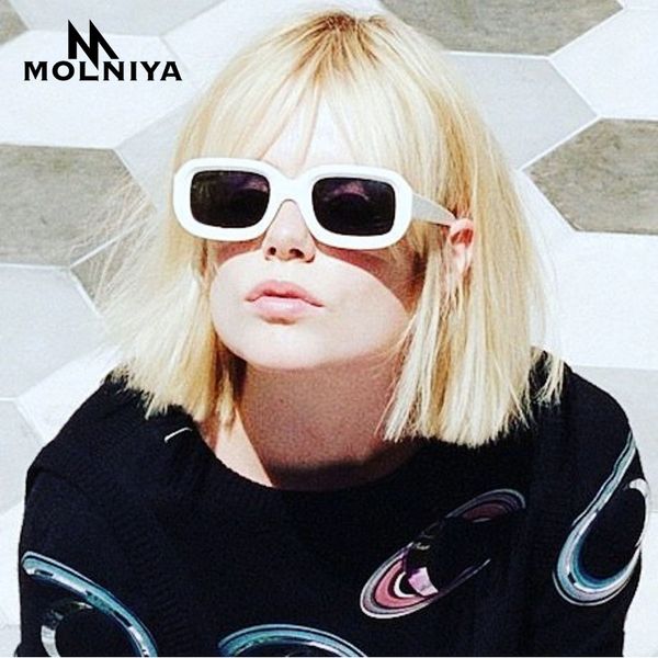 

molniya 2019 purple small rectangle sunglasses women new fashion black white pink red ladies sun glasses men brand uv400, White;black