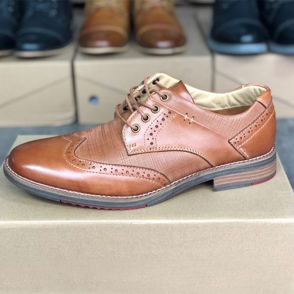 

brogues oxford shoes dress shoes for mens 100% genuine leather cap toe business party wedding shoe rubber sole us7-13, Black