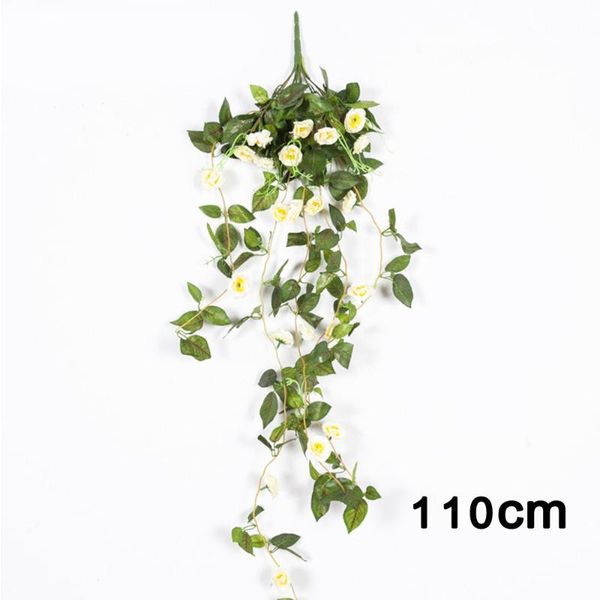 

23pcs flower heads fake rose vine rattan artificial hanging decorations 110cm