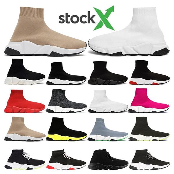 

stock x sock designer shoes luxury beige triple white black pink grey green red flat mens womens sports sneakers fashion size 36-45