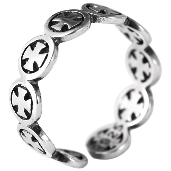 

925 sterling silver vintage fashion crusader floral adjustable silver ring for men