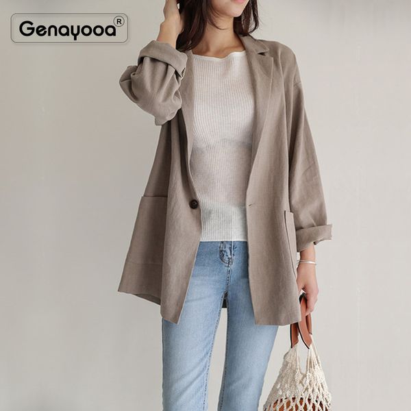 

genayooa korean women blazers and jackets long sleeve elegant solid women's jacket thin office ladies blazer feminino 2019, White;black