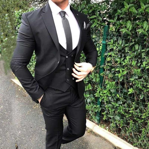 

handsome one button groomsmen notch lapel groom tuxedos men suits wedding/prom/dinner man blazer(jacket+pants+tie+vest) 806, Black;gray