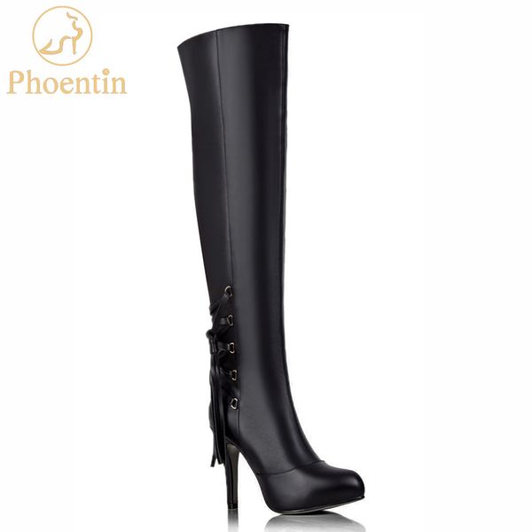 

phoentin super high overknee boots genuine leather 2019 zipper long boots female fringe ladies shoes black footwear ft578
