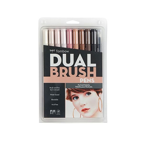 

japan tombow dual brush pen abt 10 color set skin color brush marker for lettering art design portrait palette art marker ws-tp