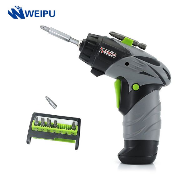 

mini cordless electric screwdriver 6v aa battery rotary screw driver with led work light 8 pcs bits for household maintenance