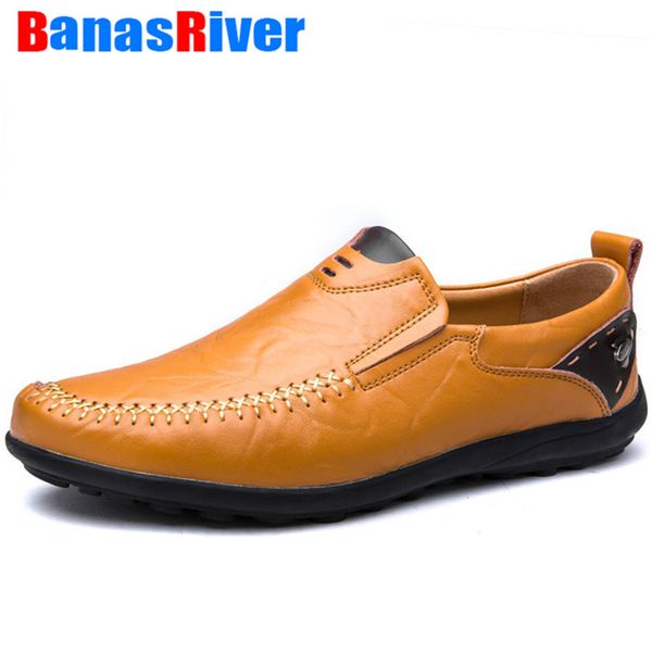 

fashion casual driving shoes leather loafers men new handmade loafers luxury flats footwear breathable outdoor walking chaussure, Black