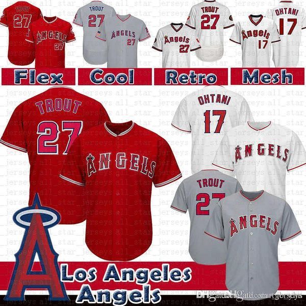 

17 Shohei Ohtani 27 Mike Trout Los Angeles Baseball Jerseys Angels CHEAP SALE Trout Jersey FREE SHIPPING