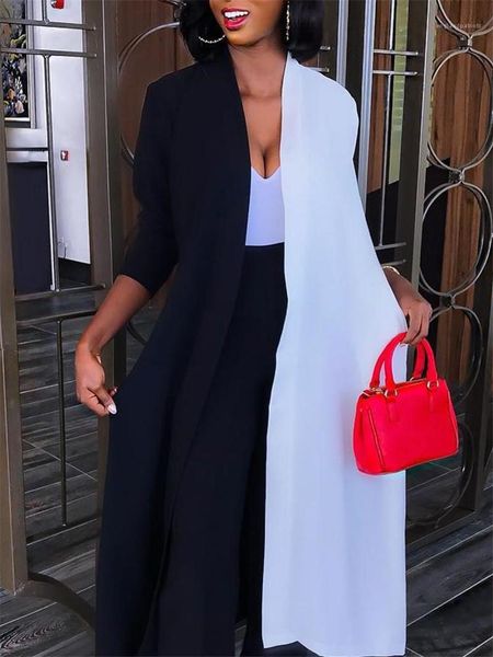 

кардиган длинные пальто модные женские куртки контрастного цвета дизайнерские куртки женские двухцветные панельные повседневные пр свободные, Black;brown