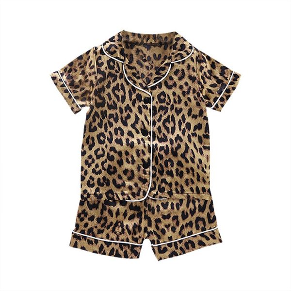 

baby sleepwear set kids boys leopard print outfits set short sleeve blouse +shorts sleepwear pajama sets, Blue;red