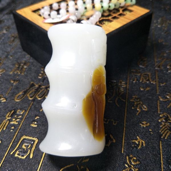 

send class a national certificate natural hetian white jade bamboo pendant jade bead chain can do hand play pieces, Silver